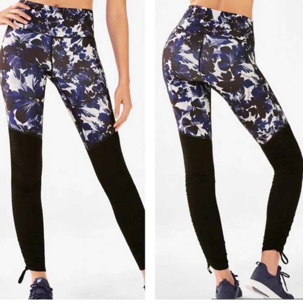 Fabletics Floral Cashel Foldover Pure Luxe Ruched Leggings Pants Womens Large